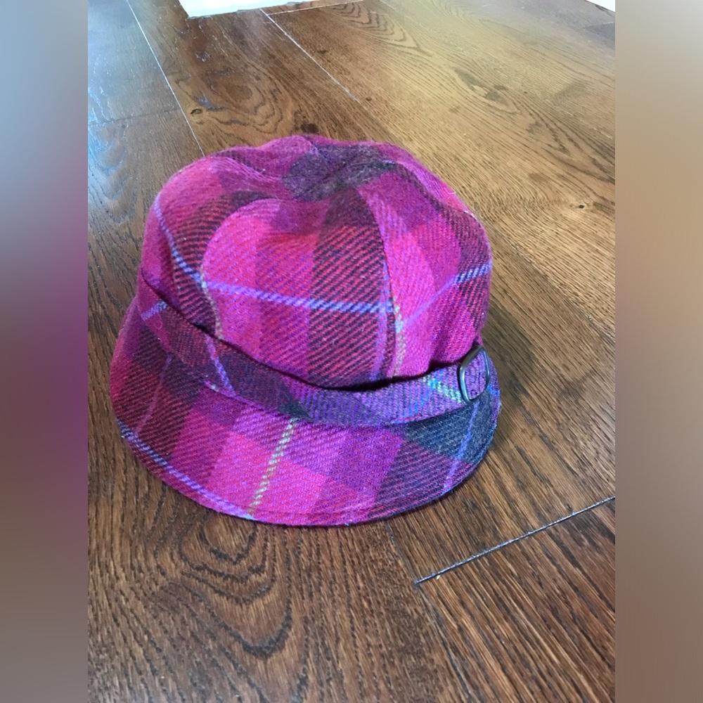 Mucros Weavers Ireland Wool Newsboy Flapper style Pink Plaid cap Woman’s Hat - Picture 6 of 10